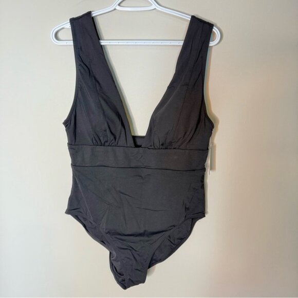 ANDIE New Black Mykonos Plunge One Piece Swimsuit Bathing Suit Tall Torso XL XLT - Picture 6 of 10